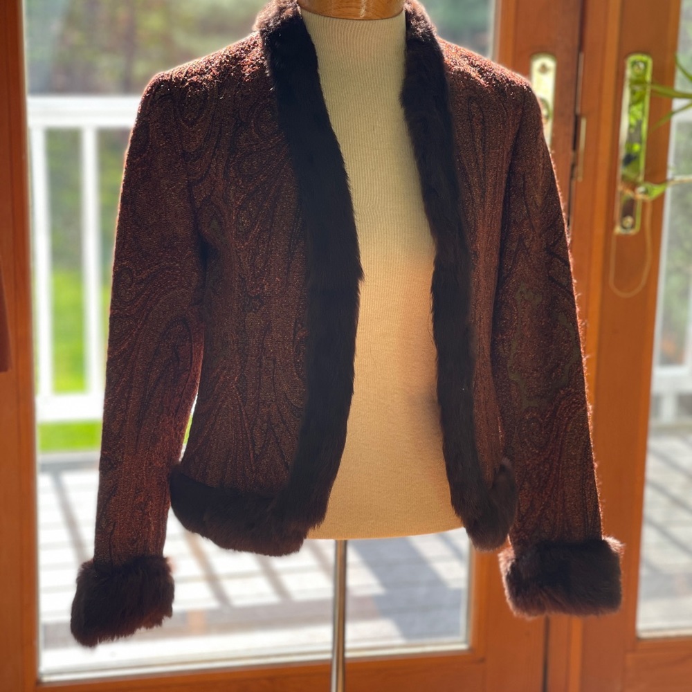 Fur trimmed wool jacket